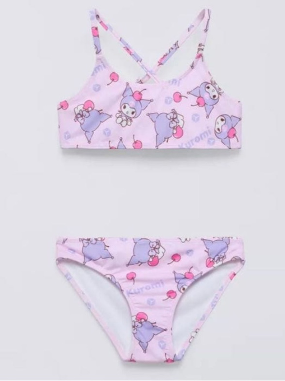Zara x Kuromi Sanrio & Cherries Pink Girls 2-Piece Bikini Swimsuit Sz 9-10 NWT